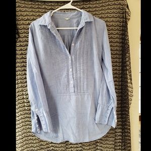 J. CREW Quarter Button Long Sleeve Tuxedo Blouse